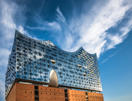 The Elbe Philharmonic Hall or Elbphilharmonie, concert hall in the Hafen City quarter of Hamburg, Germanyのeditorial素材