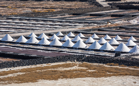 Salinas de Janubio, saltworks in Lanzarote, Canary Islands, Spainの写真素材