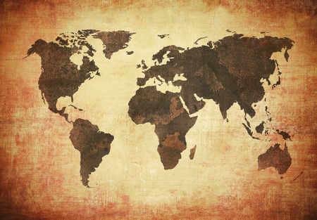 grunge map of the worldの写真素材