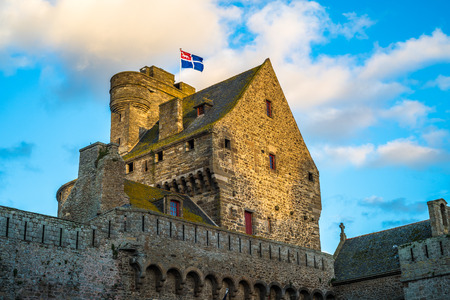 The town hall of Saint-Malo, historic walled city in Brittany, France の写真素材