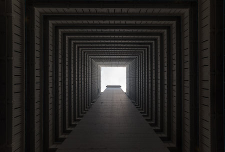 Inside square building, Hong Kong, Ping Shek estateのeditorial素材