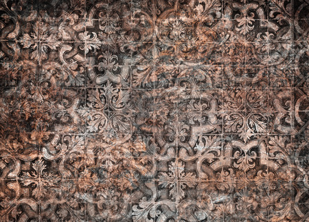 Grunge vintage ceramic tiles backgroundの写真素材