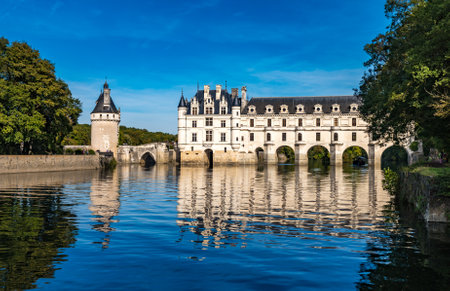 Chateau de Chenonceau on the Cher River, Loire Valley, Franceのeditorial素材
