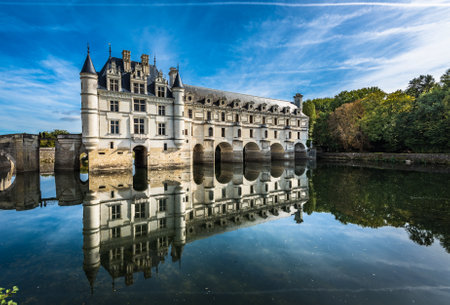 Chateau de Chenonceau on the Cher River, Loire Valley, Franceのeditorial素材