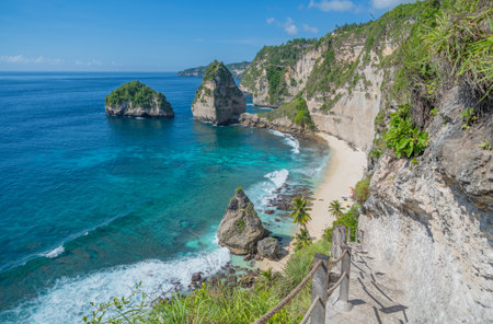 Diamond beach in Nusa Penida island, Bali, Indonesia.の写真素材
