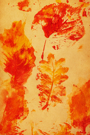 Grunge artistic background with autumn leaves. Perfect vintage fall texture.の写真素材