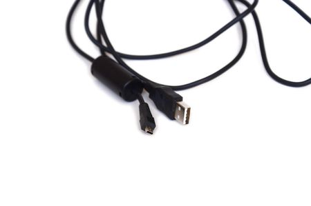 USB cabel for digital camera or mp3 player, isolatedの写真素材
