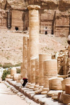 Tourist vacation in nabatean town Petra, beduins experience, Jordanの写真素材