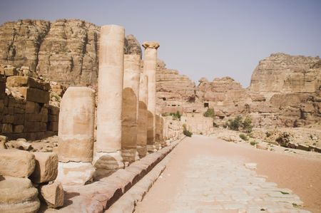 Tourist vacation in nabatean town Petra, beduins experience, Jordanの写真素材