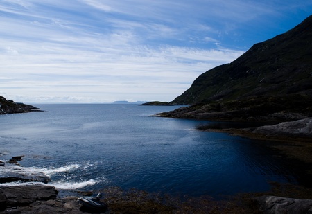 cliffs and sea at skye island of scotland travelの写真素材