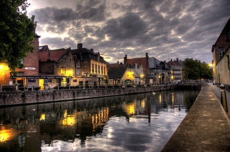 Brugge city in Belgium - beautiful tourism destination in Europeのeditorial素材