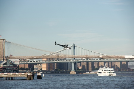 New York cityscape view with sky and waterのeditorial素材