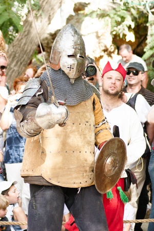 Knigts in medieval show of crusaders in Jerusalemのeditorial素材