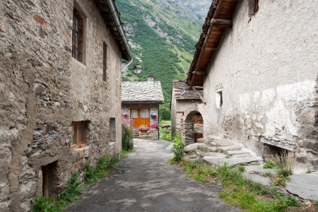 French alps bonneval sur arc beautifull old village in mountainの写真素材