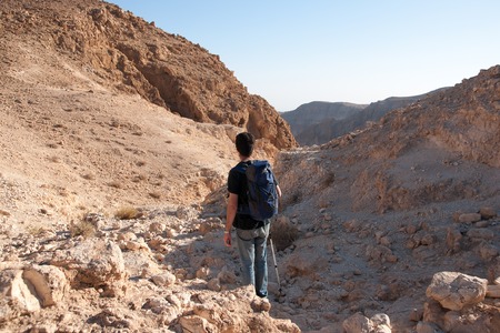Hiking in Judean desert, Israelの写真素材