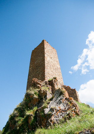 Ruins of old village in Georgia mountains canyonの写真素材