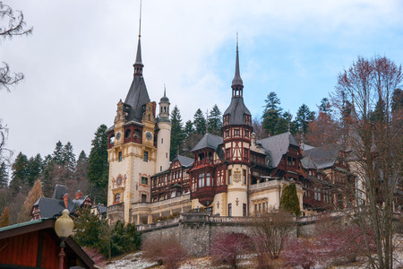 Winter vacation travel in Romania romantic castleのeditorial素材
