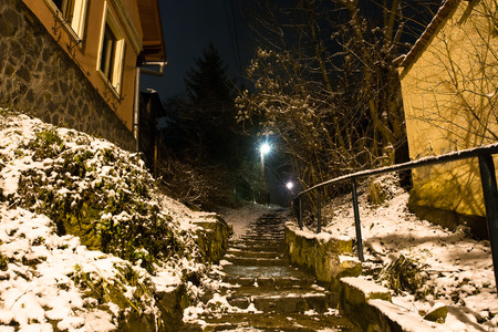 Travel in eastern europe villages at winter vacationの写真素材