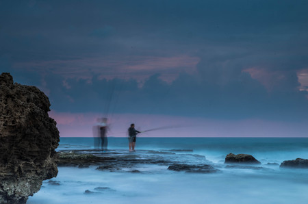 Long exposure seascape in Israel mediterranean beach travelの写真素材