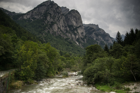 Water in alpine mountain of summer hiking travelの写真素材