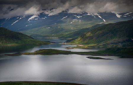 Europe nature - lakes mountains and sky for hikingの写真素材