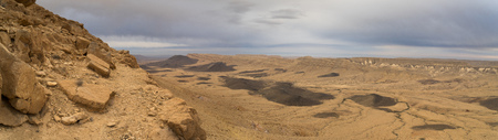 Travel and hiking in Israeli stone desert and craterの写真素材