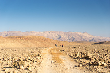 View of ramon crater desert of southern israel during hikingの写真素材