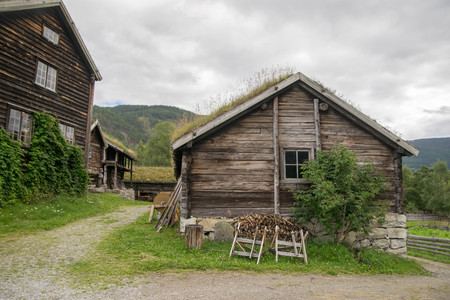 Folk heritage of Norway in summer  ecomuseum travelの写真素材