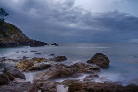 Romantic sea view on Britanny coast in summer vacationの写真素材