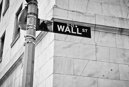 Wall Street road sign in New Yorkの写真素材