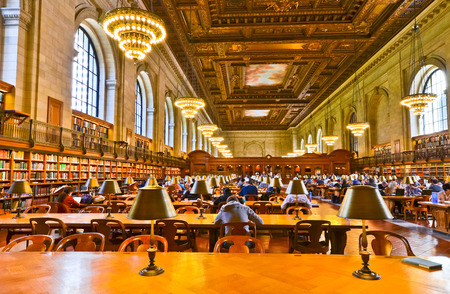 New York, USA - October 12, 2013: View of the study room of the New York Public Library in New York...