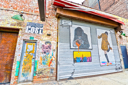 New York, USA - October 9, 2013: View of colorful graffiti artwork in New York City on October 9, 2013.のeditorial素材