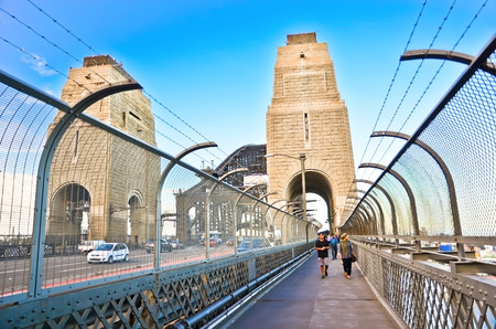 Sydney, Australia - January 23, 2015: View of the Sydney Harbor Bridge in a sunny day on January 23, 2015 in Sydney, Australia.のeditorial素材