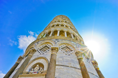 View of the Leaning Tower in a sunny day in Pisa, Italy.の写真素材