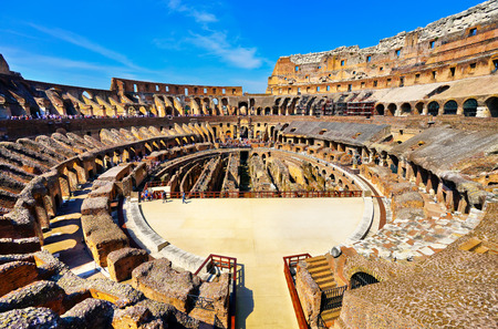 Interior view of Colosseum in a sunny day in Romeの写真素材