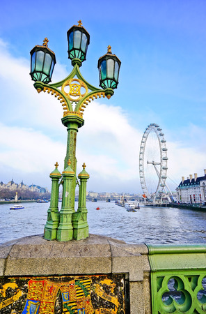 View of the River Thames with London Eye from Westminster Bridge in Londonのeditorial素材