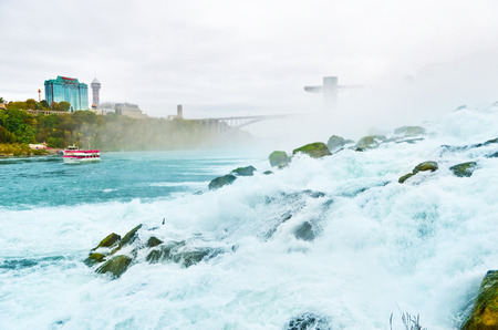 View of Niagara Falls from American side on a cloudy day in autumn on October 13, 2013.のeditorial素材