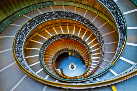 View of the spiral stairs of Vatican Museums in Vatican.のeditorial素材