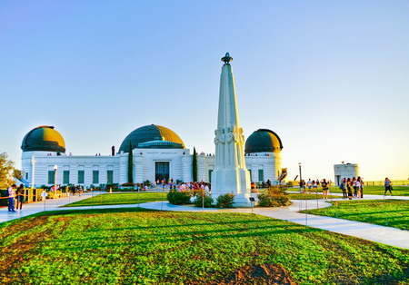 Los Angeles, USA - October 6, 2017 : View of Griffith Observatory on a sunny day in Los Angeles on October 6, 2017. The observatory is a popular tourist attraction in LA.のeditorial素材