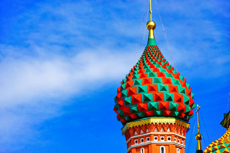 View of St. Basil's Cathedral on the Red Square in summer in Moscow, Russia.