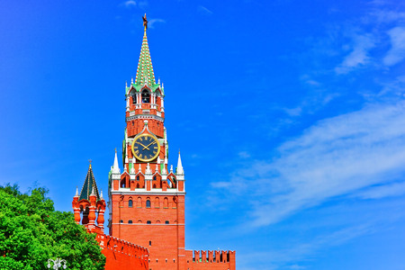 View of Kremlin on the Red Square in summer in Moscow, Russia.のeditorial素材