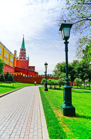 View of the Kremlin and Alexander Garden in Moscow in summer.のeditorial素材