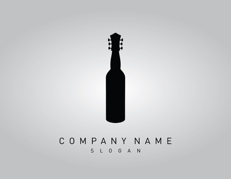 Wine guitar logoのイラスト素材