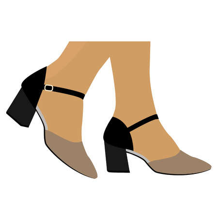 Silhouette is slender beautiful womanish feet. Elegant female shoes. Vector Illustration on white backgroundのイラスト素材