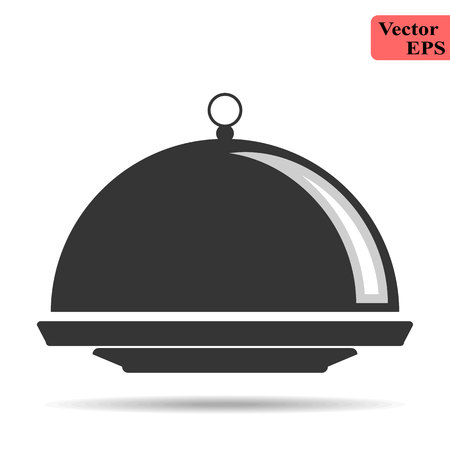 Food cover icon - Restaurant Steel Serving Tray- stock vector illustration designのイラスト素材