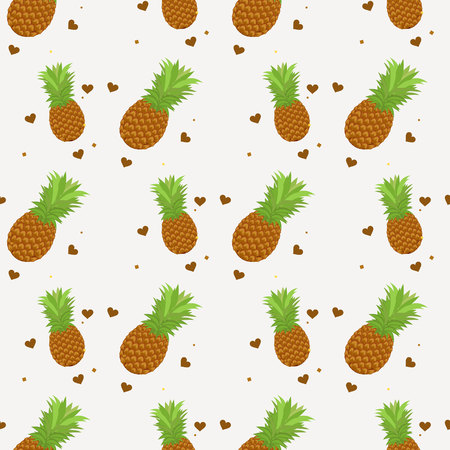 Seamless pattern. Pineapple background. Vector illustration. Perfect for invitations, greeting cards, wrapping paper, posters, fabric print.のイラスト素材