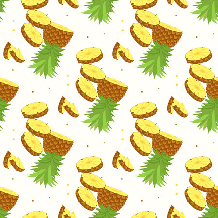 Seamless pattern. Pineapple background. Vector illustration. Perfect for invitations, greeting cards, wrapping paper, posters, fabric print eps10のイラスト素材