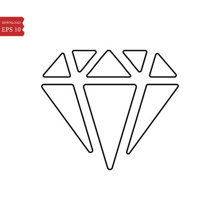 Diamond line icon, outline vector sign, linear style pictogram isolated on white. Gemstone symbol, logo illustration. Editable stroke. Pixel perfect eps 10のイラスト素材