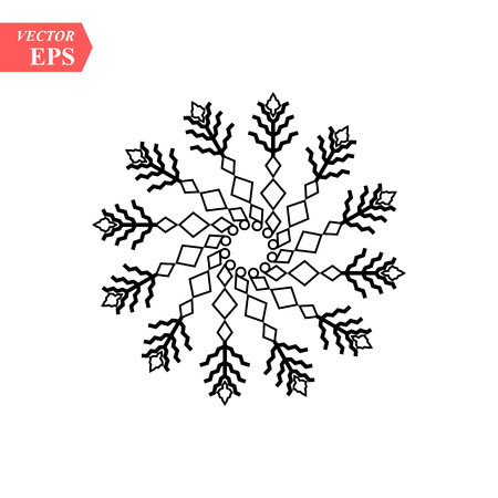 Snowflake icon. Christmas and winter theme. Simple flat black illustration on white background. eps10のイラスト素材