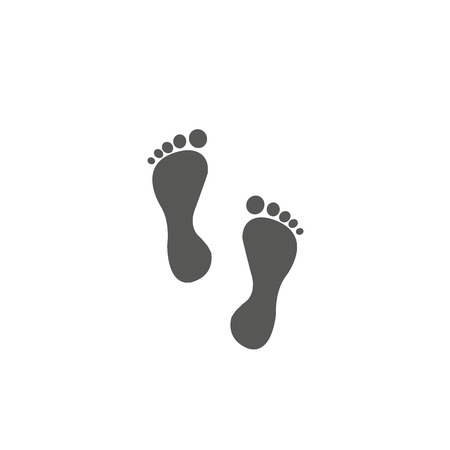 Human feet black silhouette. Footprint with toes symbol icon.のイラスト素材